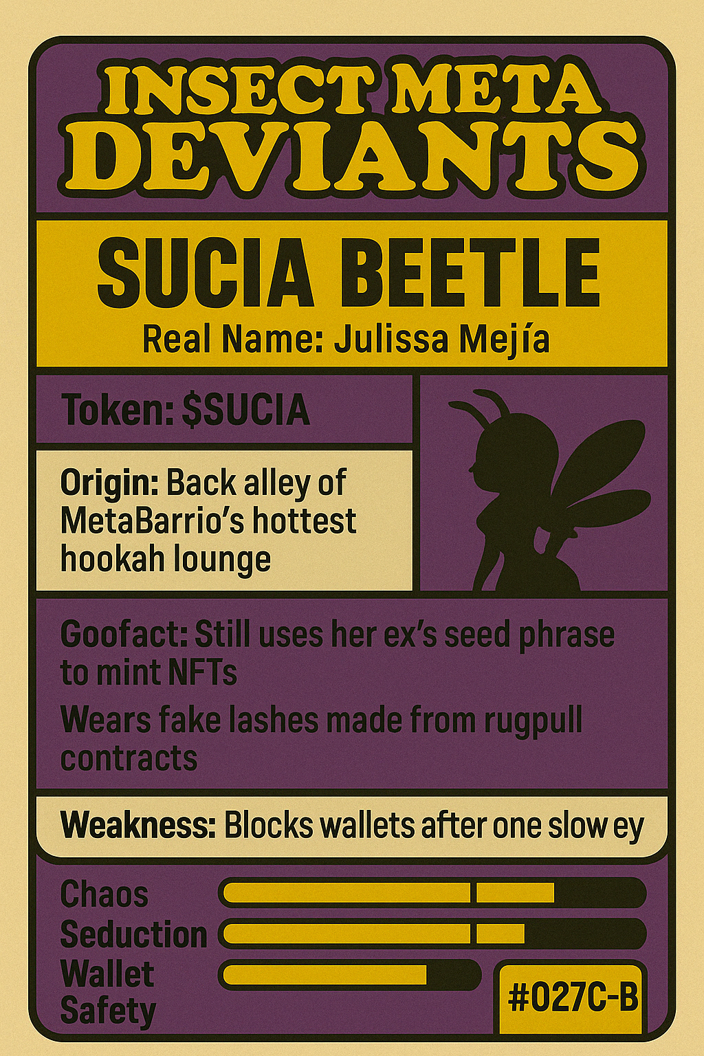 Sucia Beetle Stats - Insect Meta Deviants Trading Card