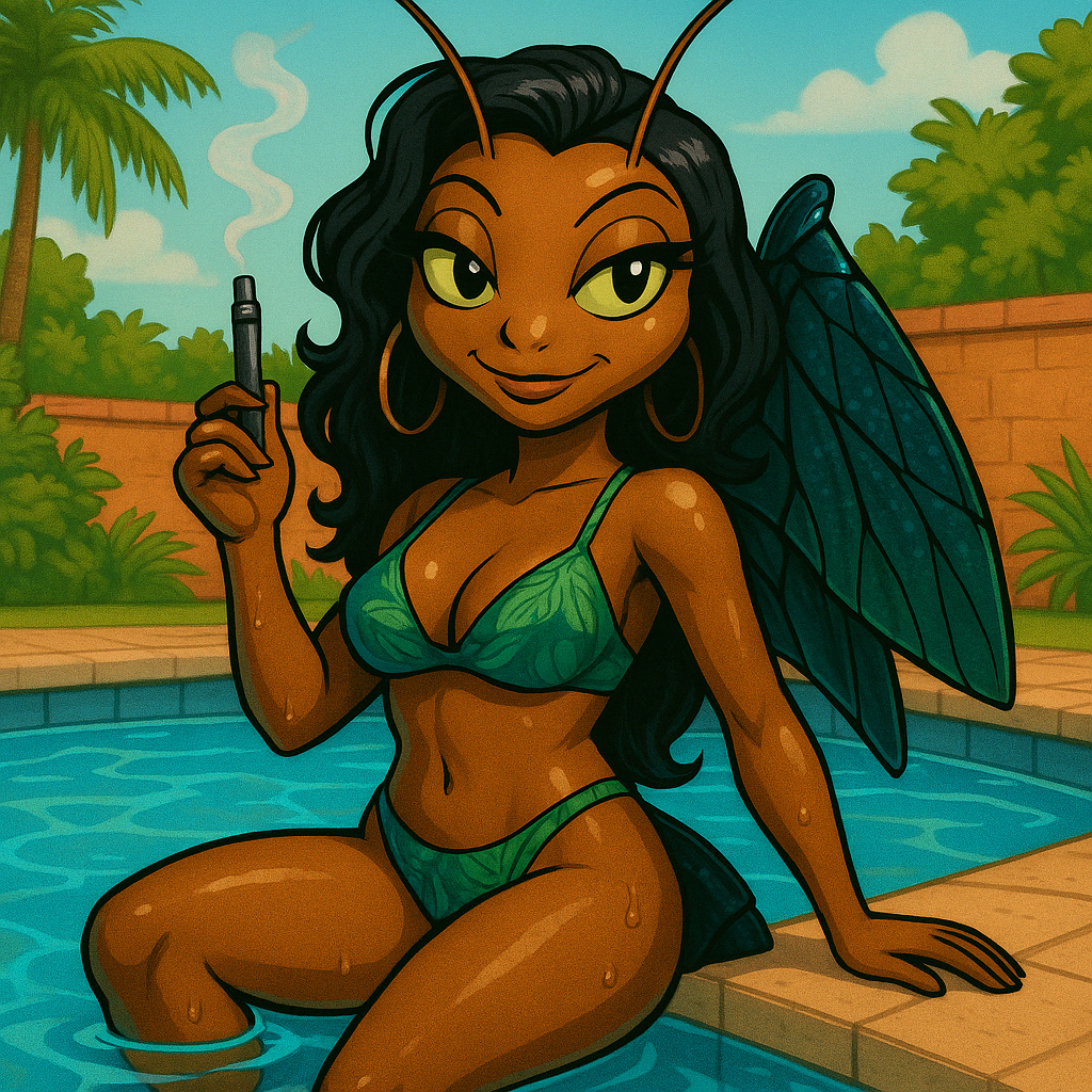 Sucia Beetle enjoying a martini at the bar